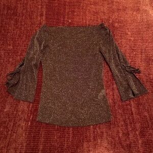 Sheer Brown & Gold Party Top